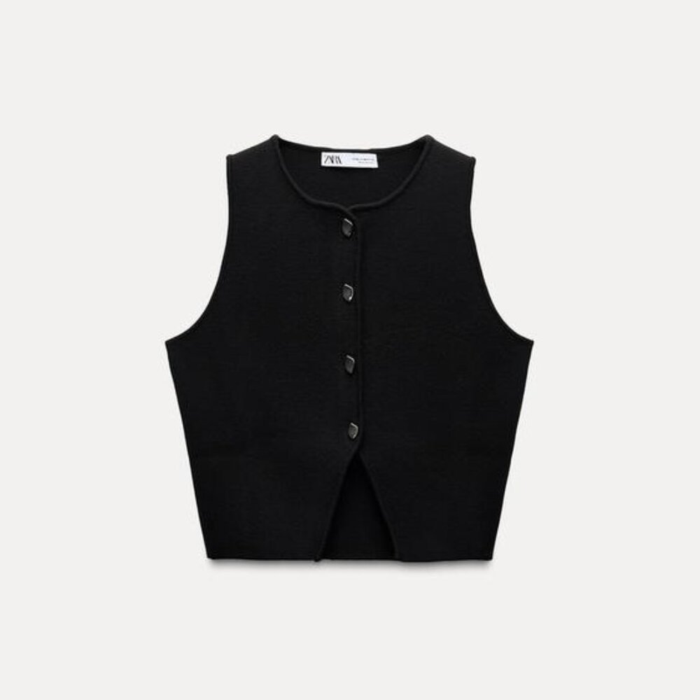 Button Knit Vest Top